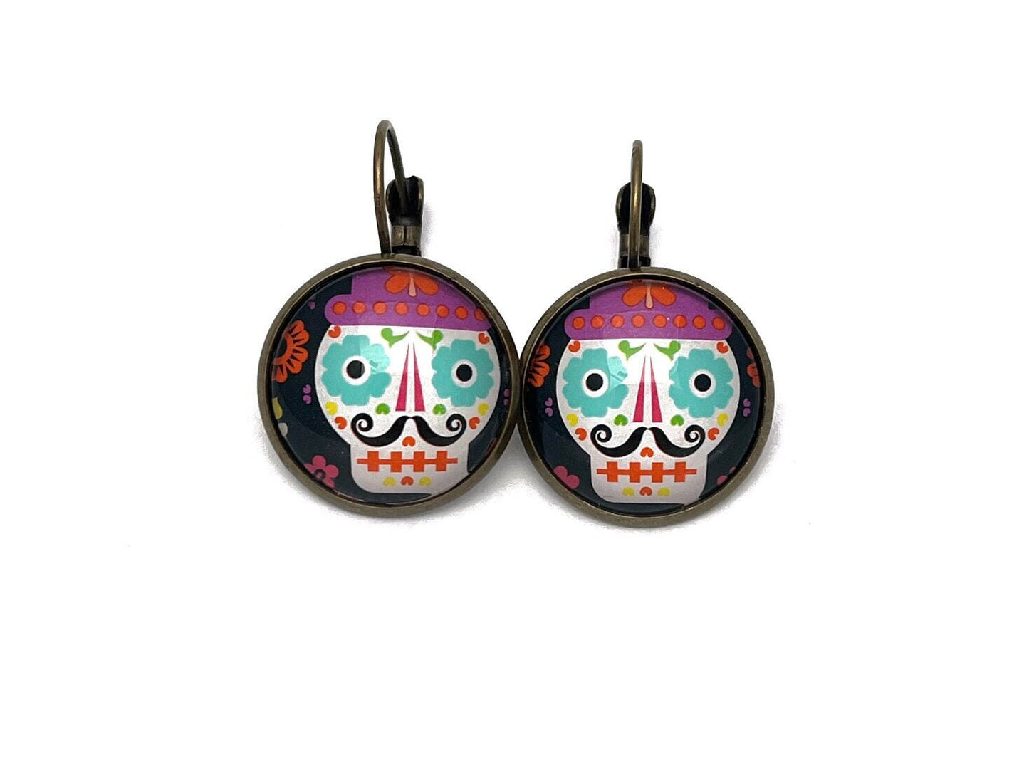 2021 Day of The Dead - Sugar Skull - USA Stamp - Postage Stamp Earrings