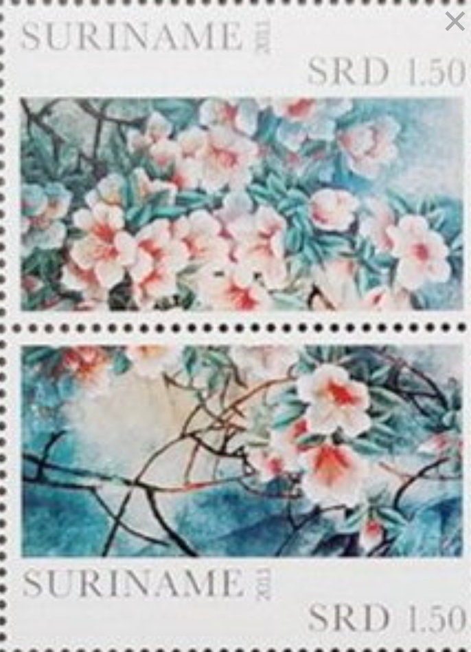 2011 Suriname Stamp - Azalea - Postage Stamp Earrings