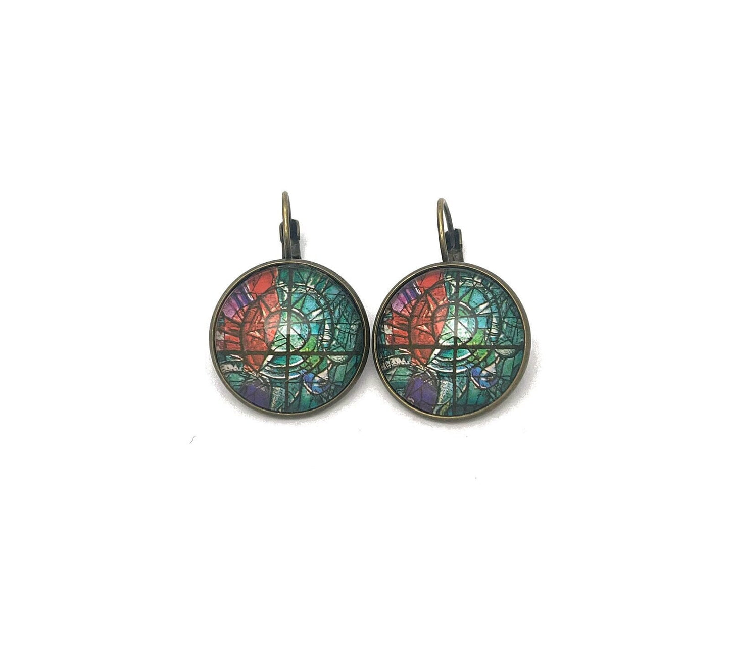 1973 Chagall Window - Israel Postage - Postage Stamp Earrings