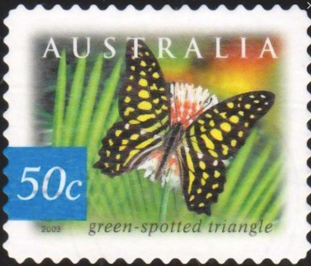 2003 Australia - Green-Spotted Triangle Butterfly Stamp - Postage Stamp Earrings