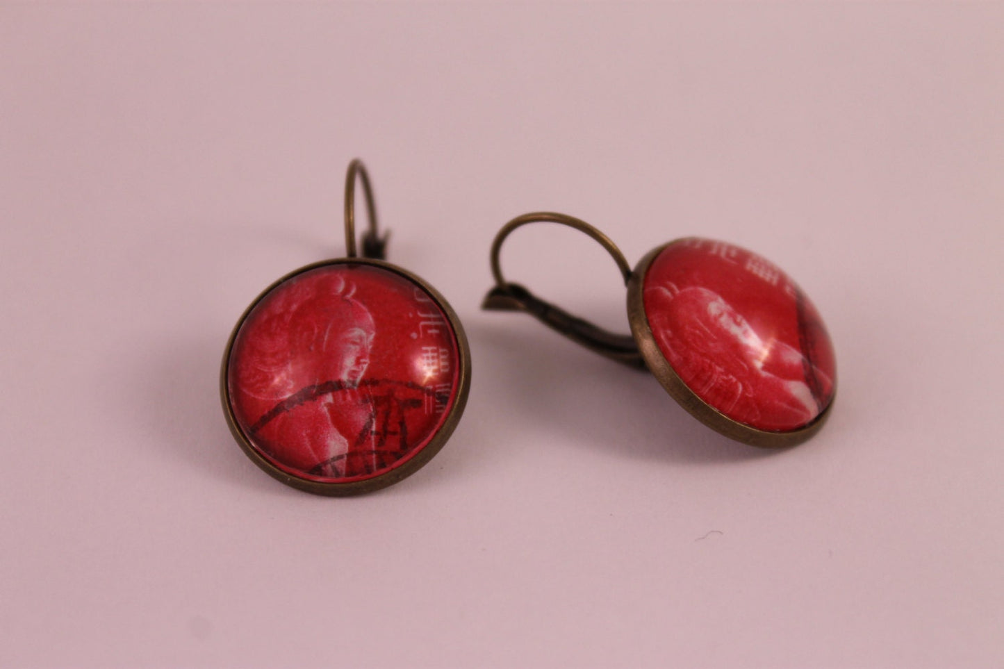 1967 Japanese Goddess Kannon - Postage Stamp Earrings