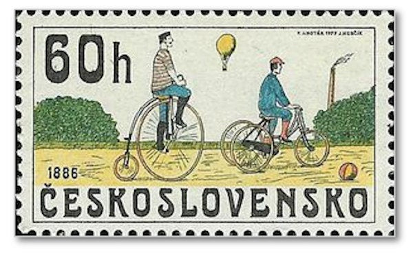 1979 Penny Farthing Czechoslovakian stamp - Historic Bicycles - Postage Stamp Necklace