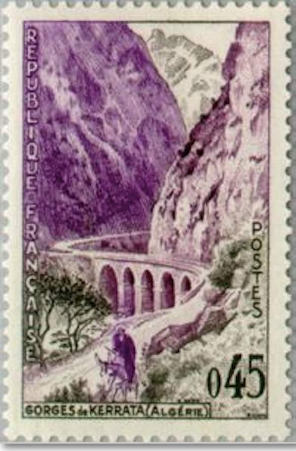 1960 Kherrata Gorge Necklace - French Stamp - Postage Stamp Necklace