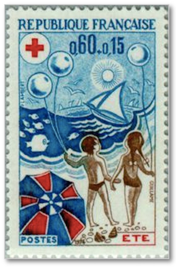 1974 "Summer" French Postage Stamp - Postage Stamp Necklace