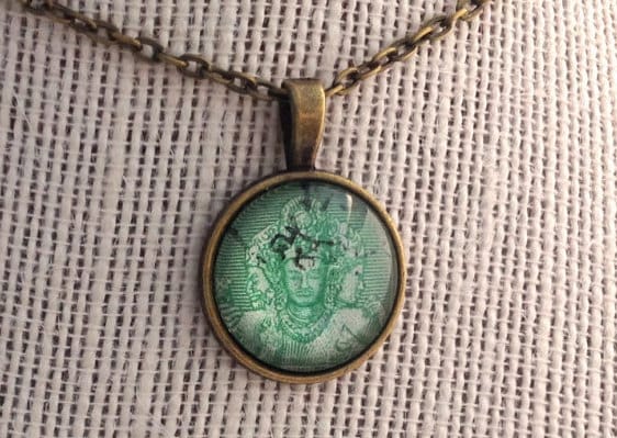 1949 Elephanta Necklace - India Stamp - Postage Stamp Necklace