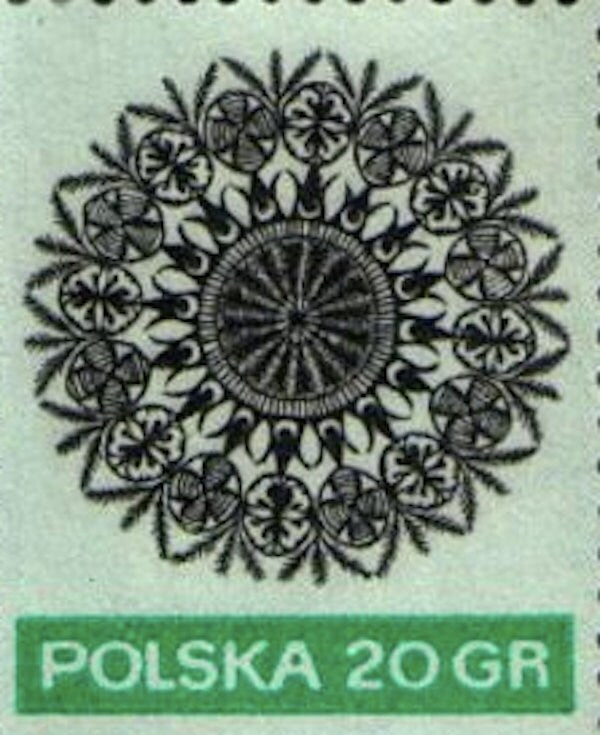 1971 Polish Stamp - Paper Cut Outs - Postage Stamp Necklace