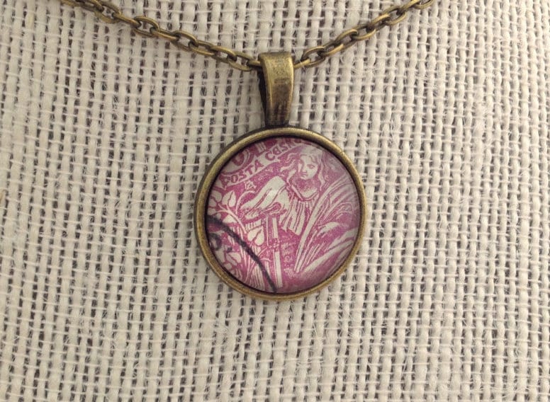 1920 Czechoslovakian Stamp - Postage Stamp Necklace