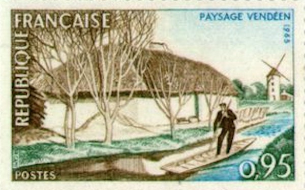 1965 Vendée landscape - French Stamp - Postage Stamp Necklace