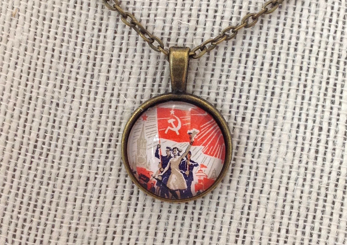 1966 Red Square Moscow - USSR Stamp Necklace - Postage Stamp Necklace