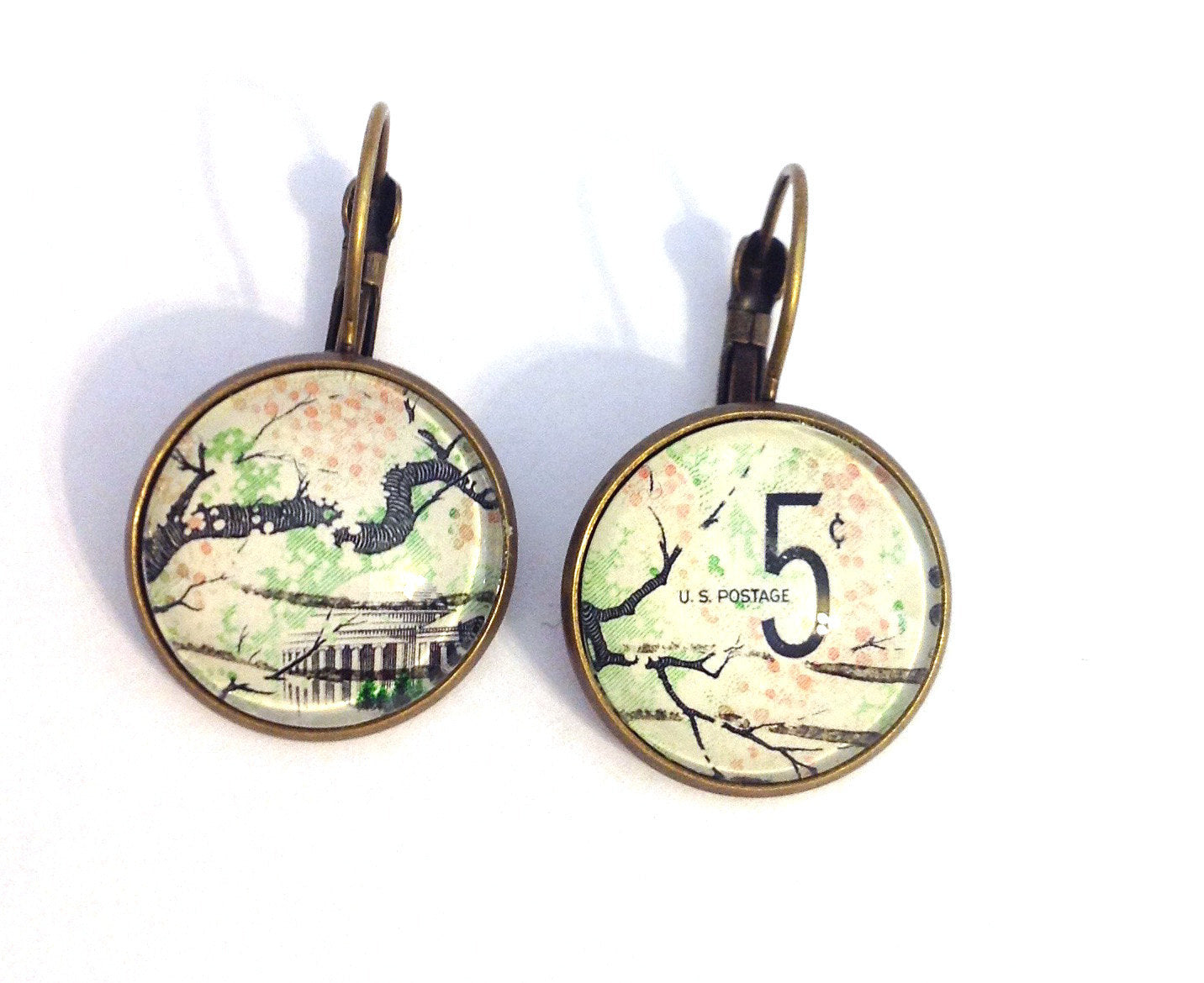 1966 - Cherry Blossoms - USA Stamp - Postage Stamp Earrings