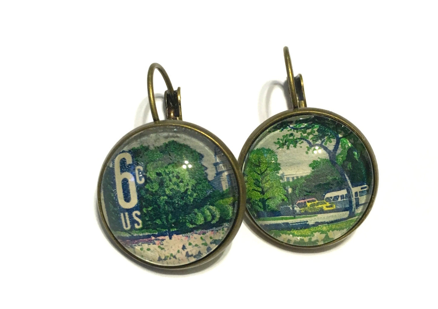 1969 Plant For More Beautiful Cities - Postage Stamp Earrings
