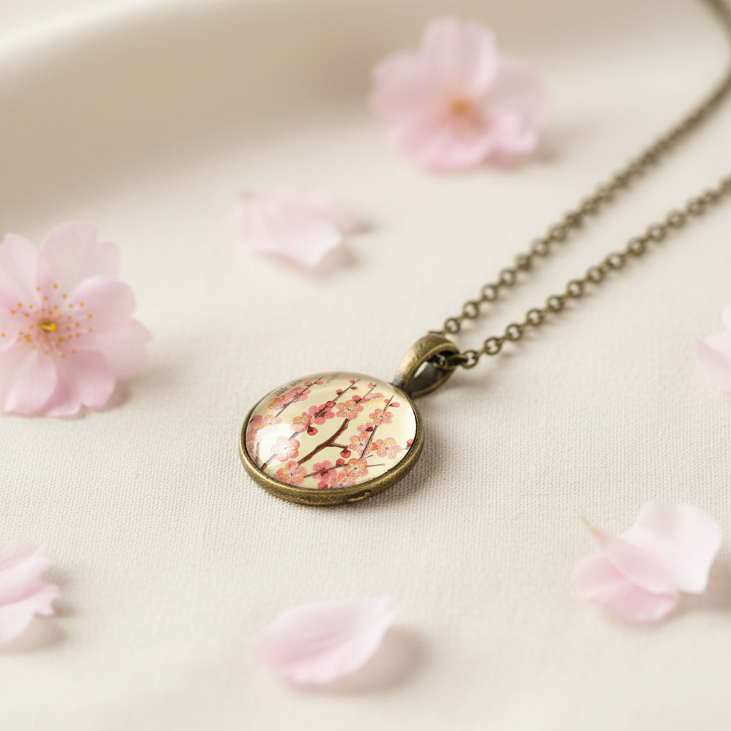 2014 Japanese Cherry Blossom Stamp Necklace