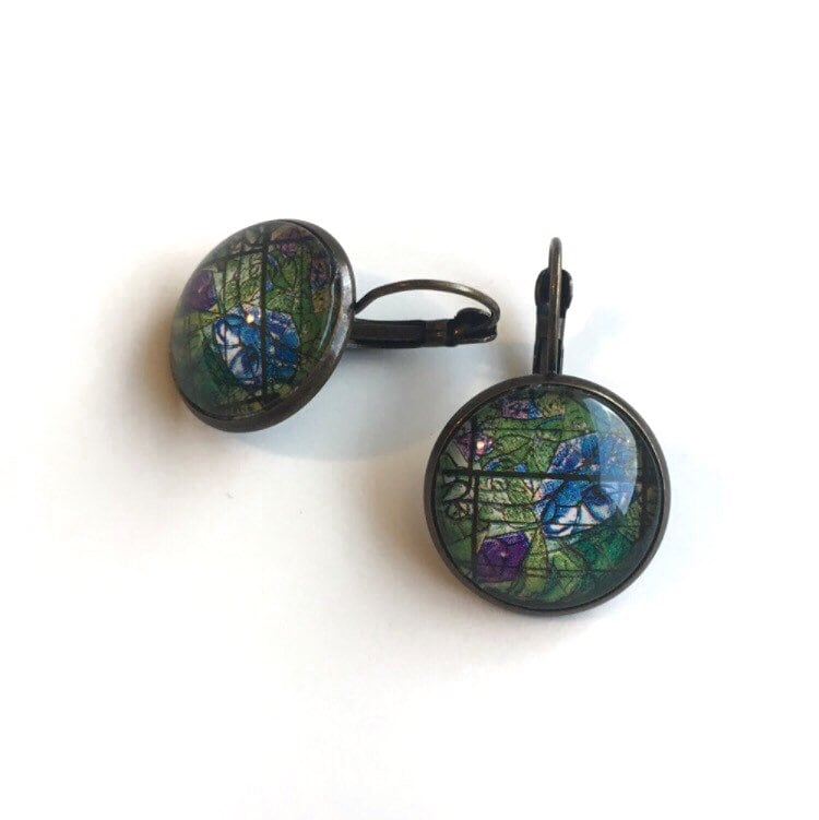 1973 Chagall Windows - Israel Postage Stamp - Postage Stamp Earrings