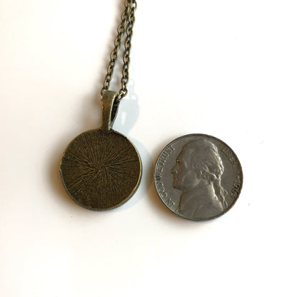 1997 Butterfly - Japan Postage Stamp Jewelry - Vintage Postage Stamp Necklace - Antique Bronze Finish
