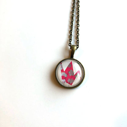 1982 Origami Crane - Japanese Stamp - Postage Stamp Necklace