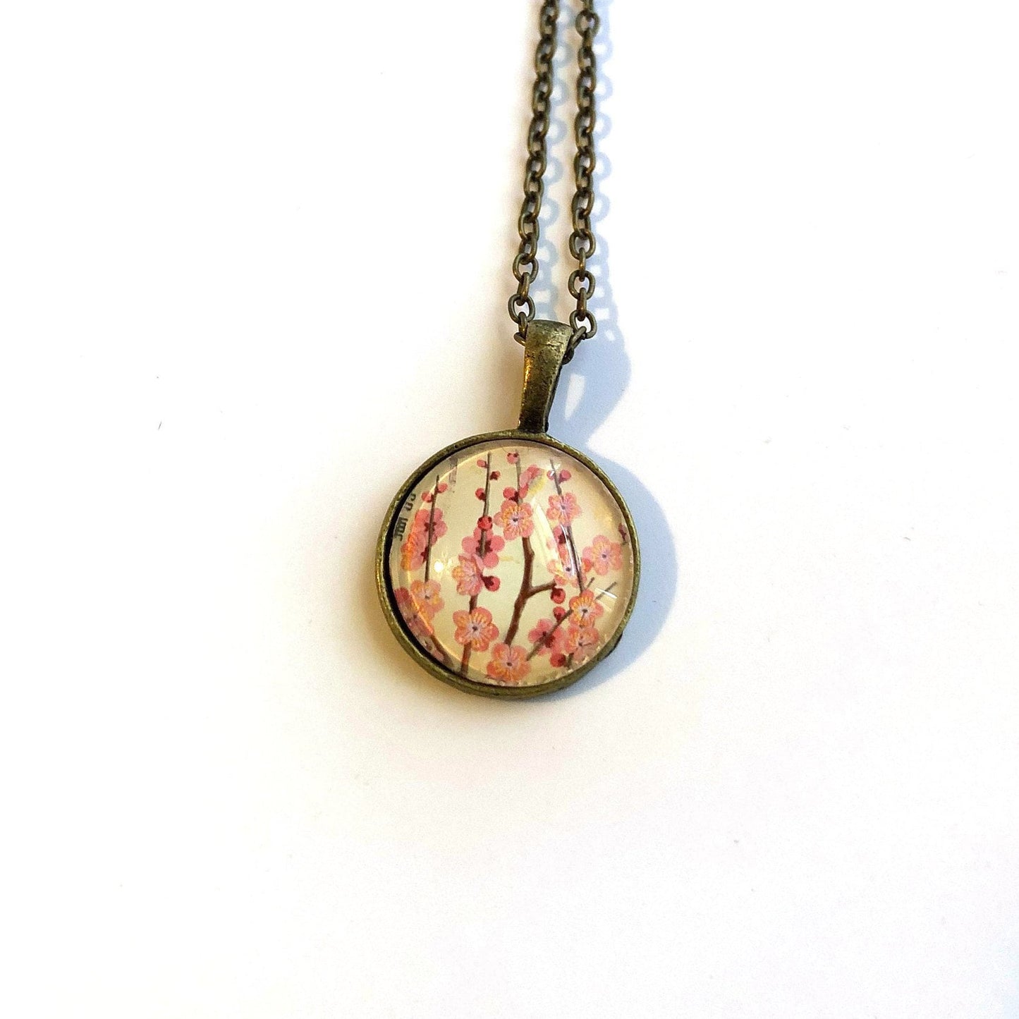 2014 Japanese Cherry Blossom Stamp - Postage Stamp Necklace