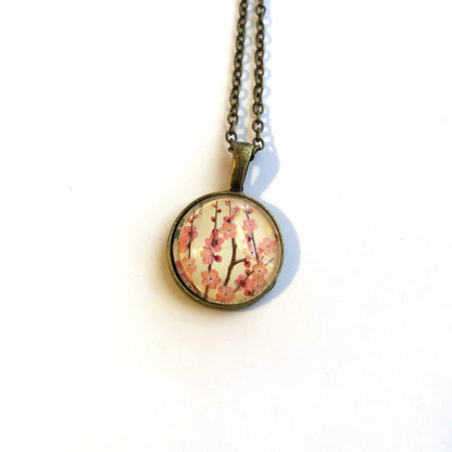 2014 Japanese Cherry Blossom Stamp - Postage Stamp Necklace