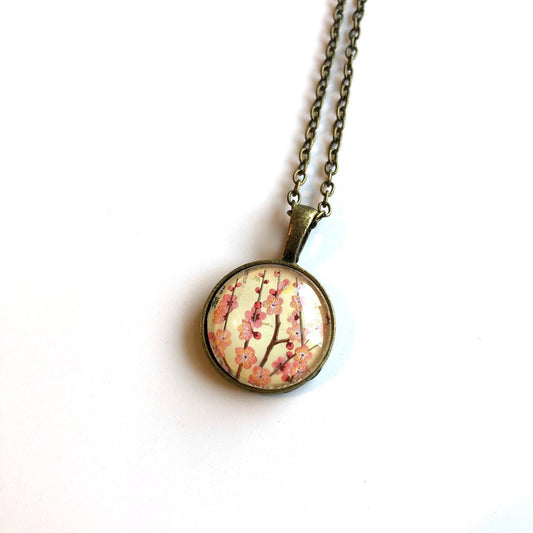 2014 Japanese Cherry Blossom Stamp - Postage Stamp Necklace