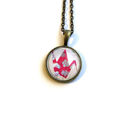 1982 Origami Crane - Japanese Stamp - Postage Stamp Necklace