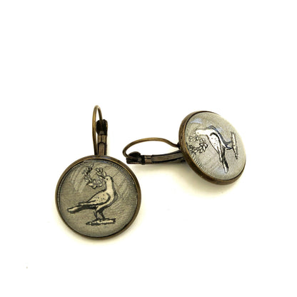 1967 United States Peace Dove Stamp - Postage stamp jewelry - Postage Stamp Earrings - French clip earrings in antique bronze finish