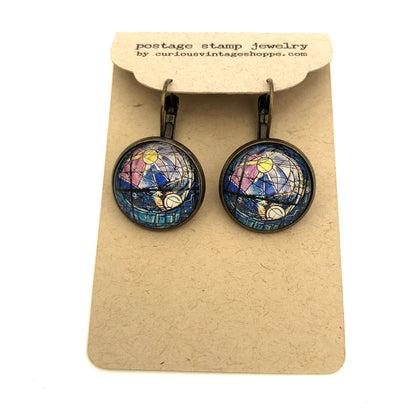1973 Israel Stamp - Postage Stamp Earrings