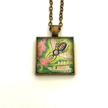 1963 Romanian Bee Stamp - Postage Stamp Necklace