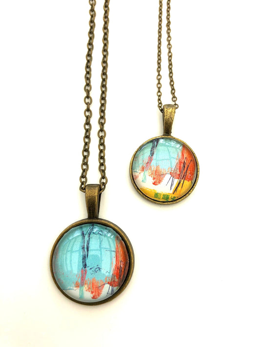 1998 Japanese Stamp - Postage Stamp Jewelry - Vintage Postage Stamp Necklace - Antique Bronze
