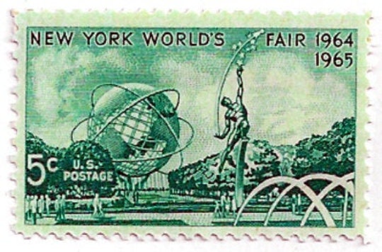 1964 World's Fair US Stamp - Postage Stamp Jewelry - Vintage Postage Stamp Necklace - Antique Bronze