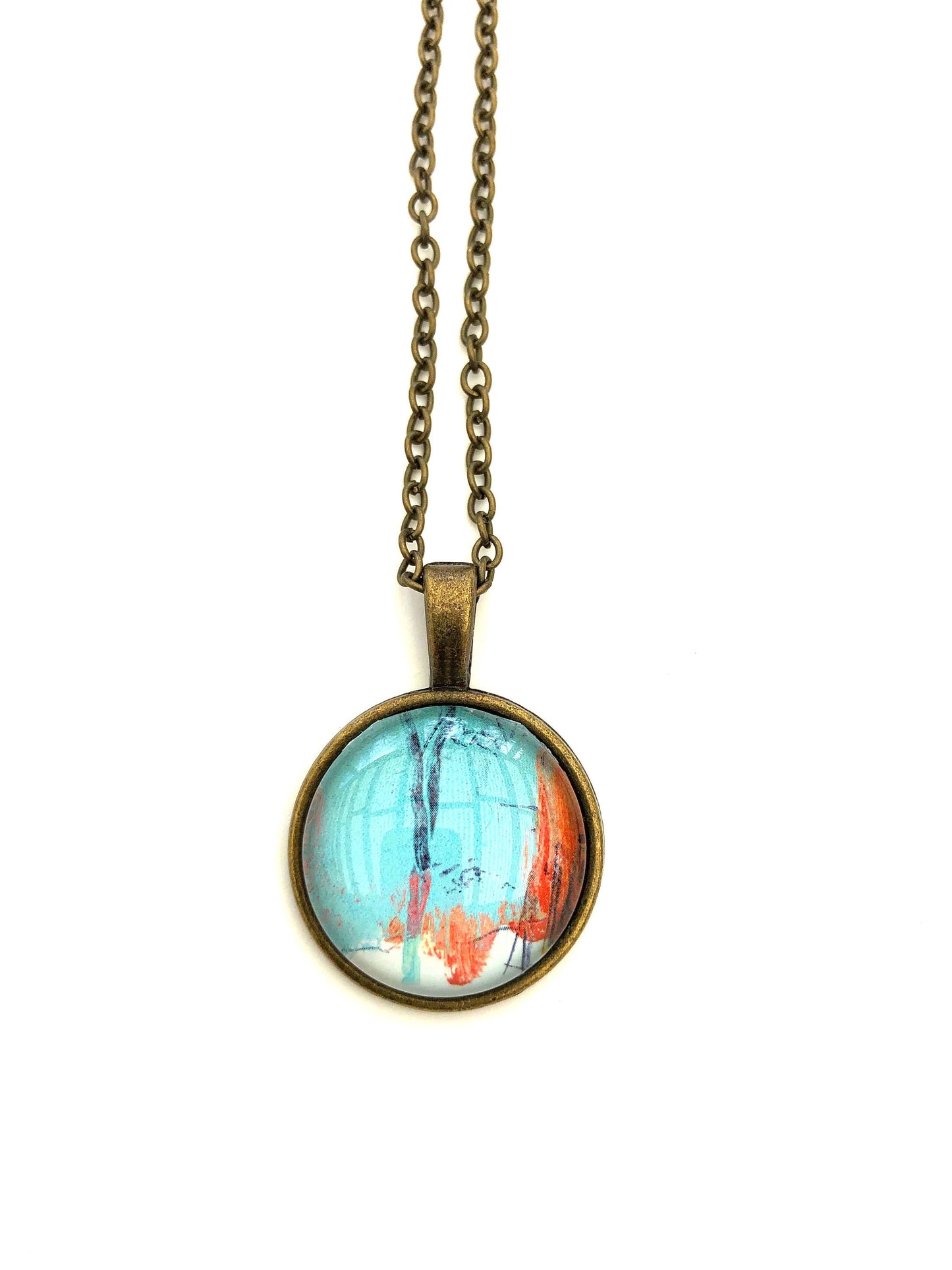 1998 Japanese Stamp - Postage Stamp Jewelry - Vintage Postage Stamp Necklace - Antique Bronze
