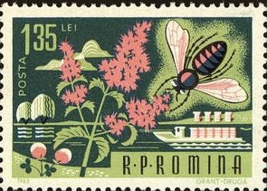 1963 Romanian Bee Stamp - Postage Stamp Necklace
