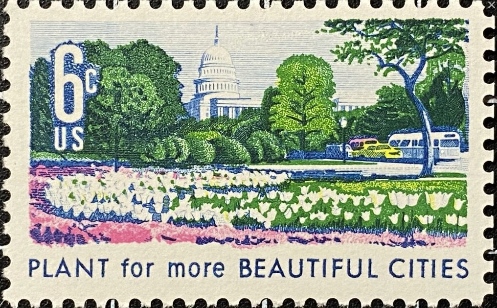 1969 Plant for more beautiful cities - US stamp - Postage Stamp Jewelry - Vintage Postage Stamp Necklace - Antique Bronze