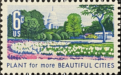 1969 Plant for more beautiful cities - US stamp - Postage Stamp Jewelry - Vintage Postage Stamp Necklace - Antique Bronze