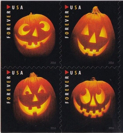 2016 Jack-o’-lantern USA Halloween Stamp - Postage stamp jewelry - Postage Stamp Necklace