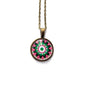 2013 "Kaleidoscope Flowers" Pink/Green USA Stamp - Postage stamp jewelry - Postage Stamp Necklace