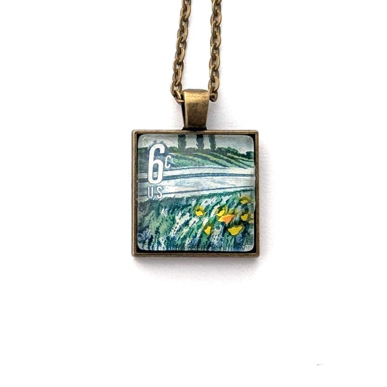 1969 Plant for more beautiful highways US stamp - Postage Stamp Necklace