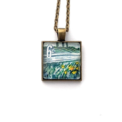 1969 Plant for more beautiful highways US stamp - Postage Stamp Necklace