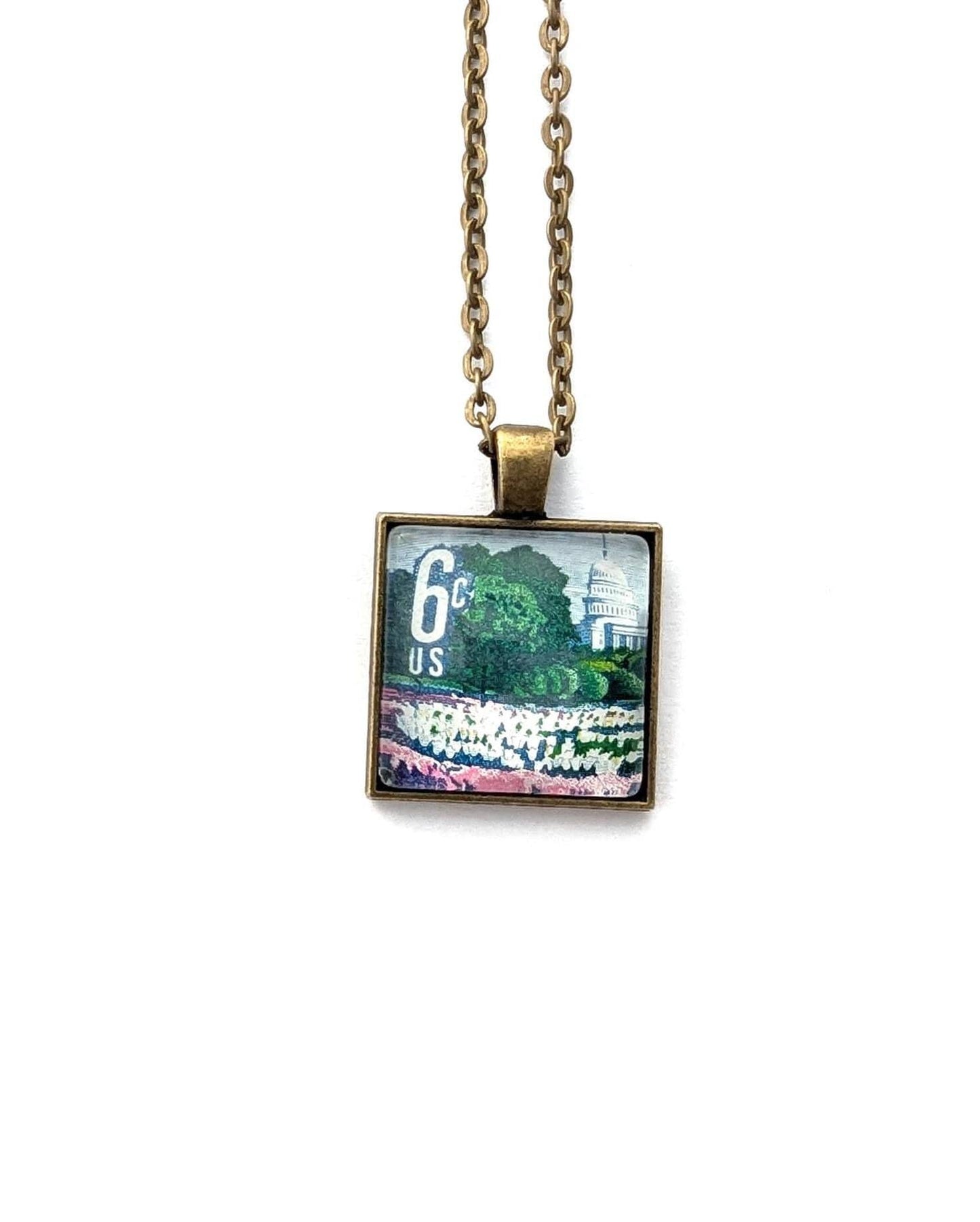 1969 Plant for more beautiful cities US stamp - Postage Stamp Necklace
