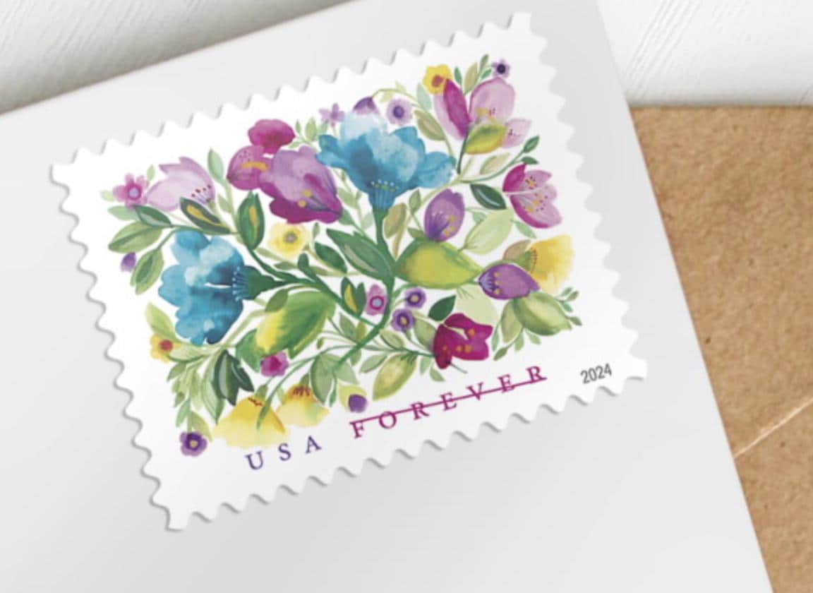 2024 USA Celebration Blooms Stamp - Postage Stamp Necklace