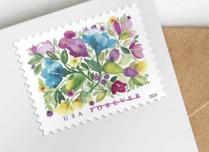 2024 USA Celebration Blooms Stamp - Postage Stamp Necklace