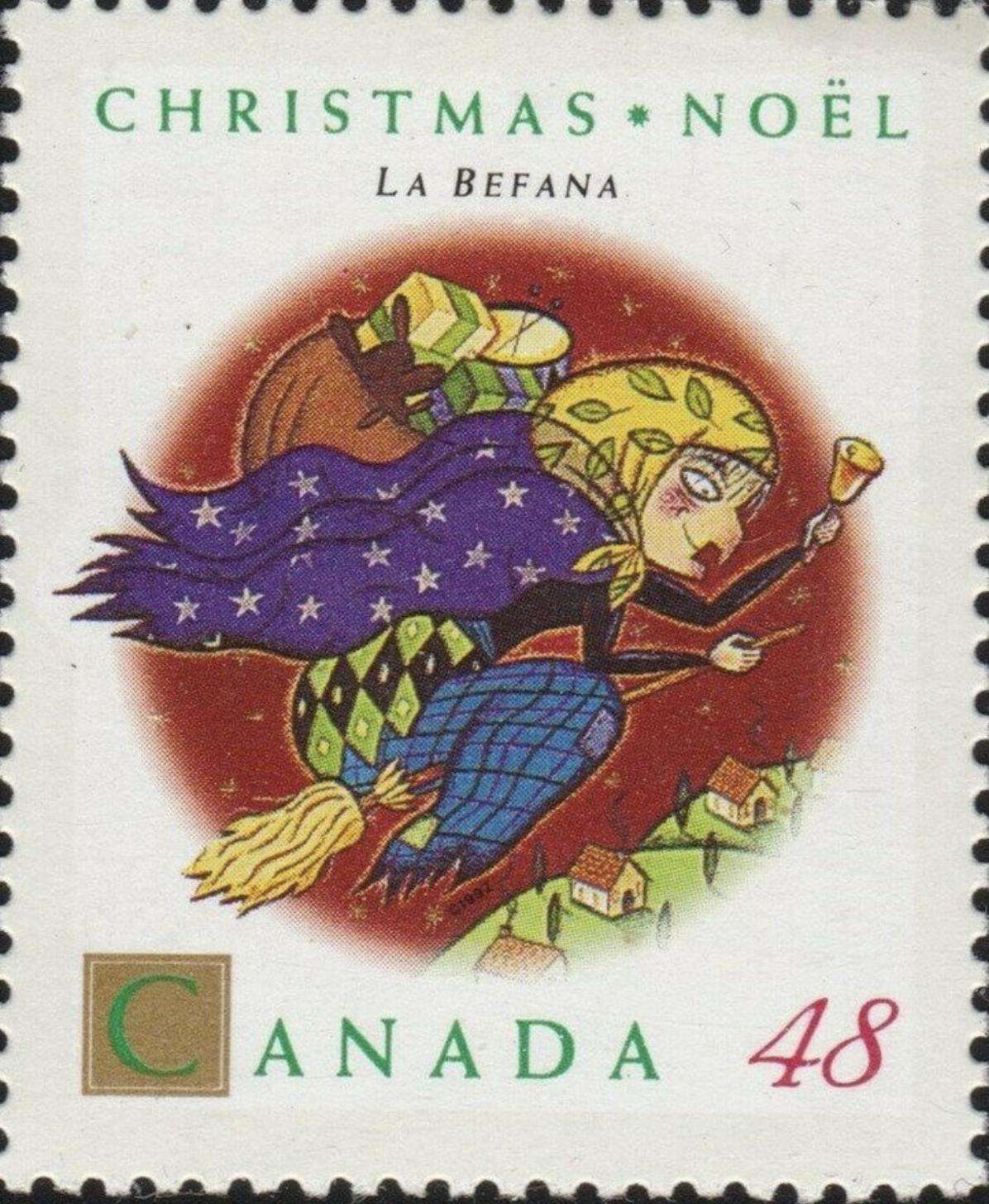1992 Italian La Befana Christmas Witch Stamp - Canada Postage Stamp - Postage Stamp Necklace
