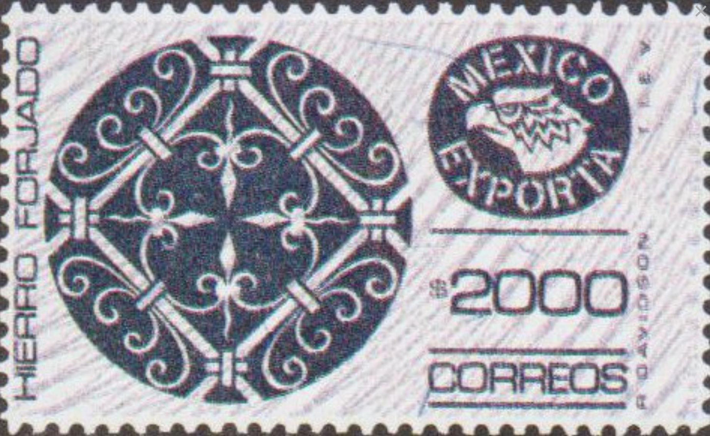 1988 Wrought Iron  - Mexico Postage Stamp - Postage Stamp Necklace