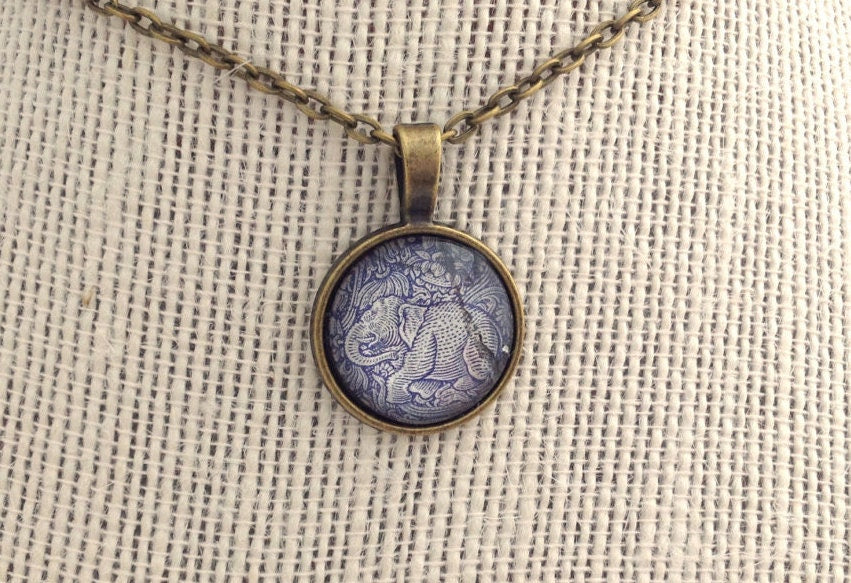 1955 Indian Elephant Stamp - Postage Stamp Necklace