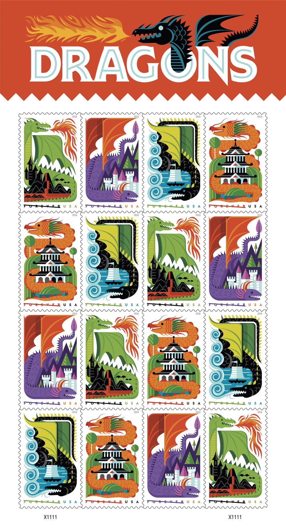 2018 Pagoda USA Stamp - Postage Stamp Earrings