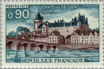 1973 Gien Chateau France Stamp - Postage Stamp Earrings