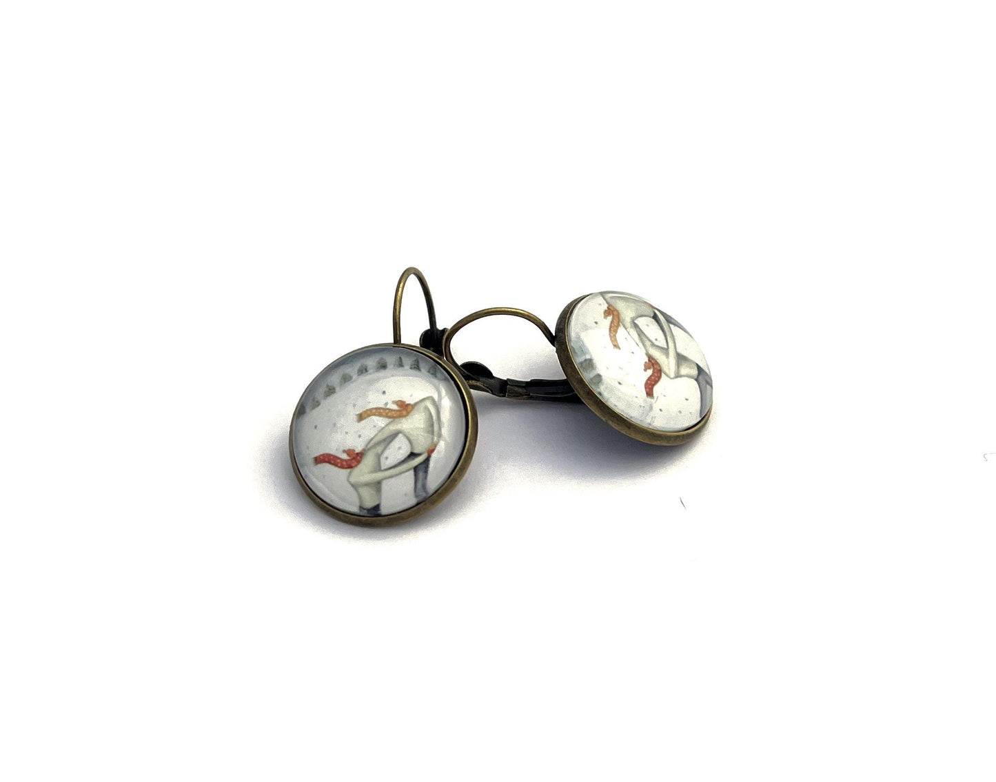 2014 Winter Fun USA Stamp - Postage Stamp Earrings