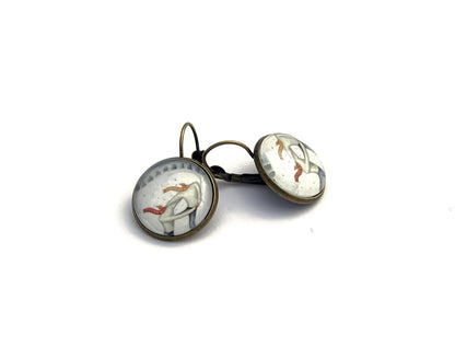 2014 Winter Fun USA Stamp - Postage Stamp Earrings