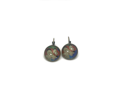 2017 Villains USA Stamp - Postage Stamp Earrings- Postage stamp jewelry - Vintage Postage Stamp Earrings - French clip earrings in antique bronze finish