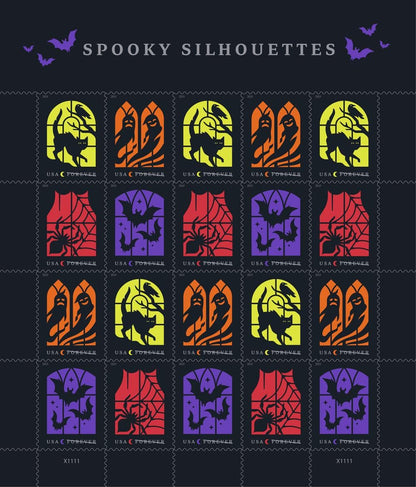 2019 USA Spooky Silhouettes Cats Stamp - Postage Stamp Necklace