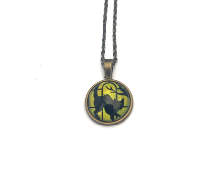 2019 USA Spooky Silhouettes Cats Stamp - Postage Stamp Necklace