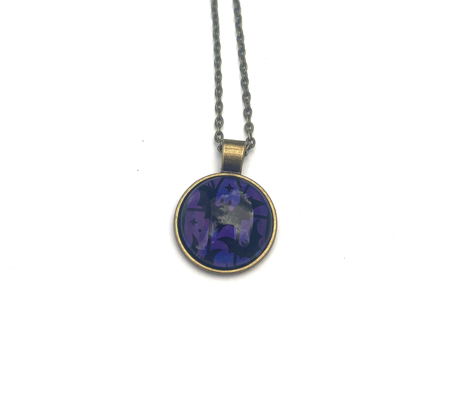 2019 USA Spooky Silhouettes Bats Stamp - Postage Stamp Jewelry - Vintage Postage Stamp Necklace - Antique Bronze Finish